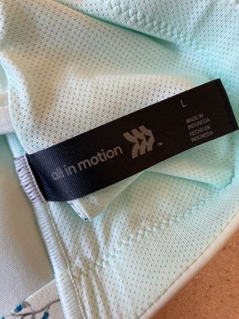 All In Motion Mint Green Floral Double-Strap Support Bra/Crop Top Women Size L - Picture 6 of 11